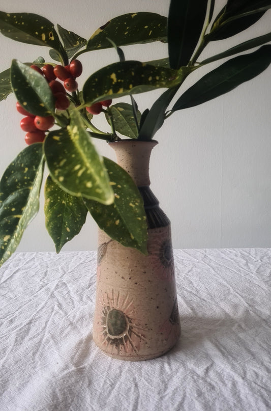 Fluted sgraffito vase