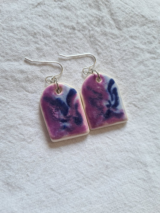 Purple swirl tile earrings
