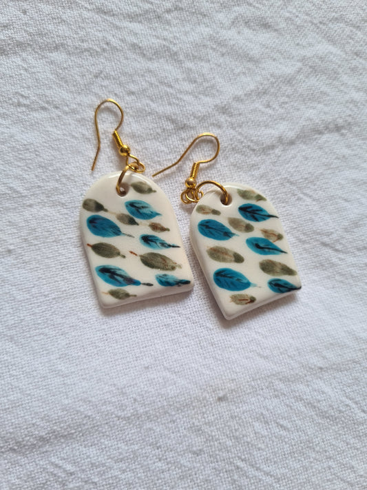 Leaf tile earrings