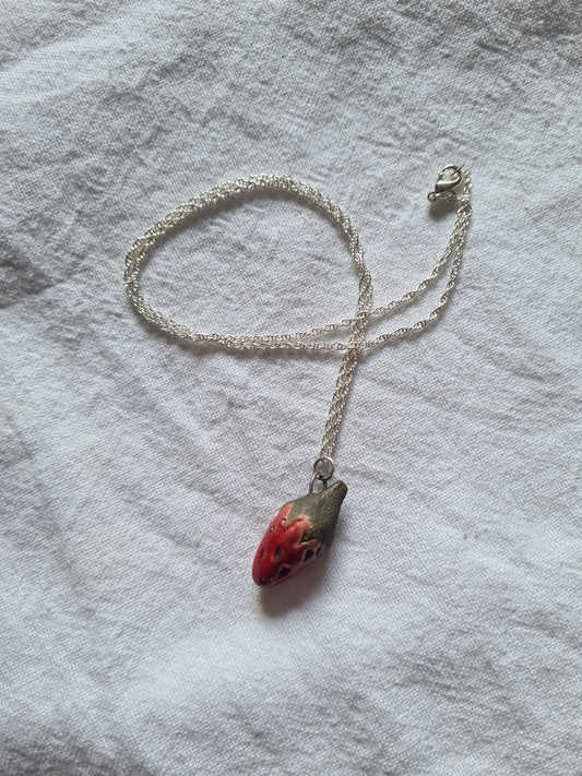 Strawberry, silver necklace