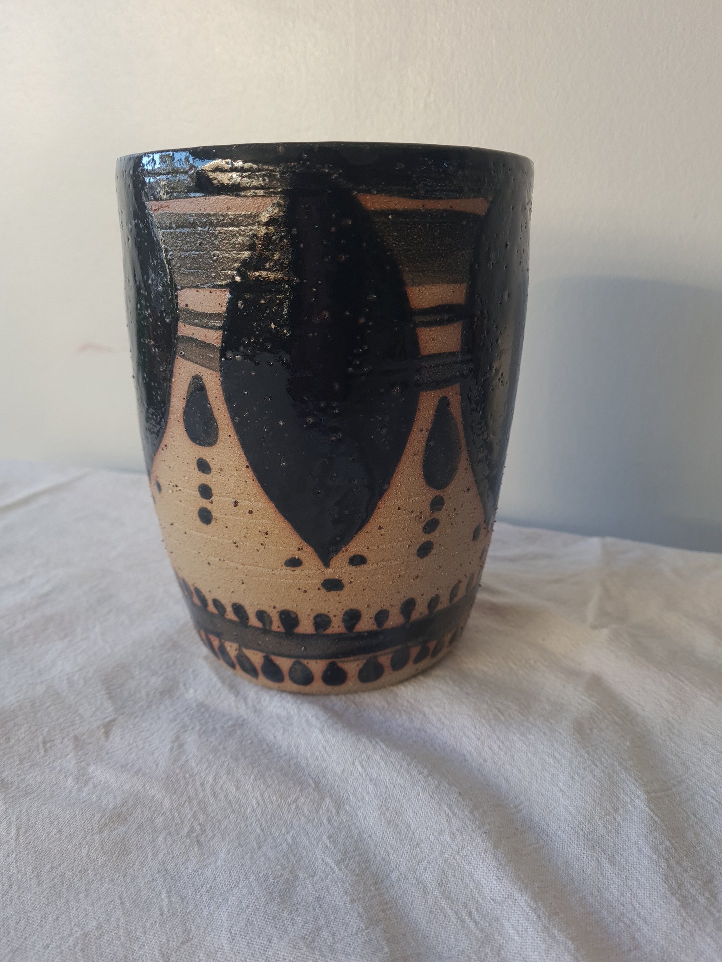 Stone and black vase