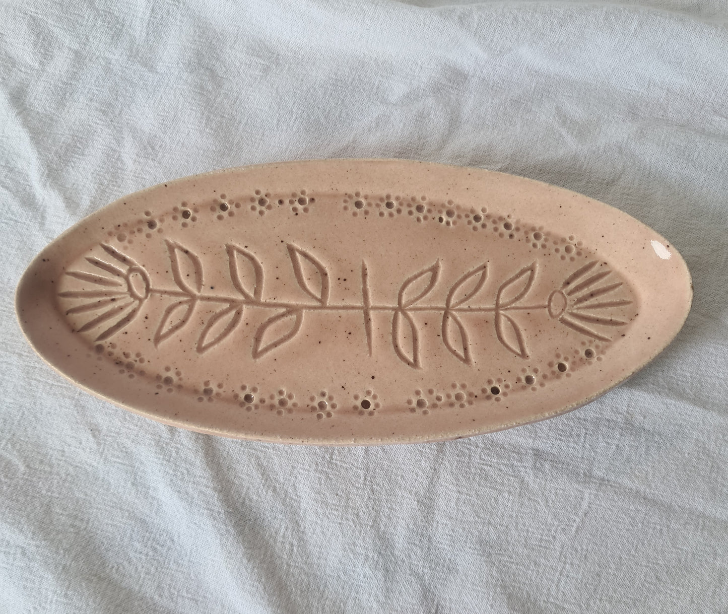 Pink flower medium platter