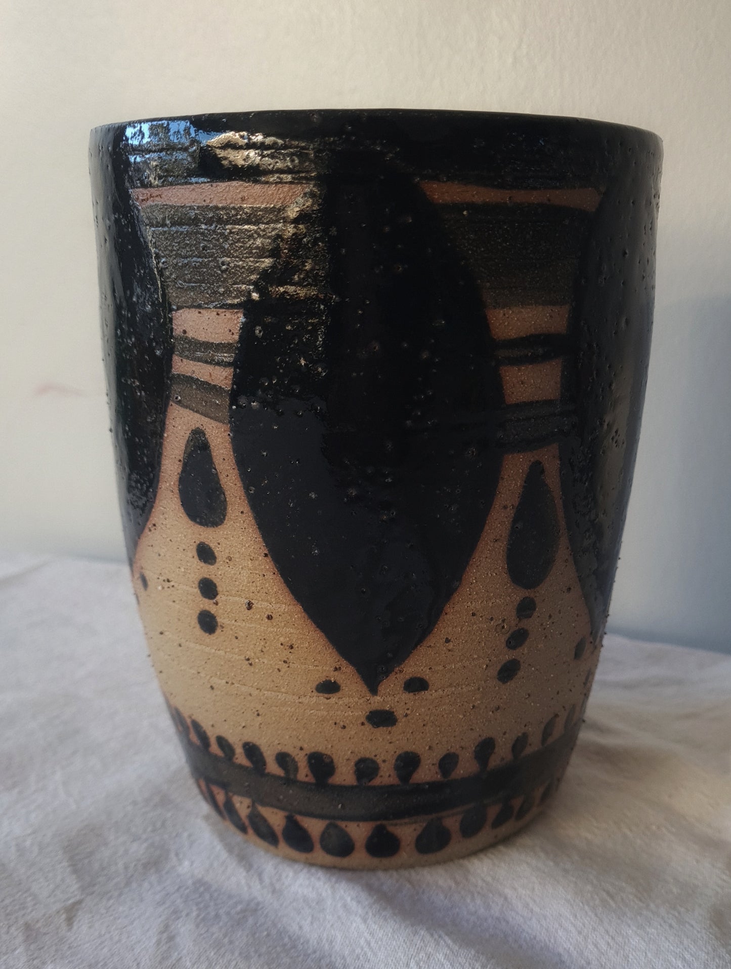 Stone and black vase