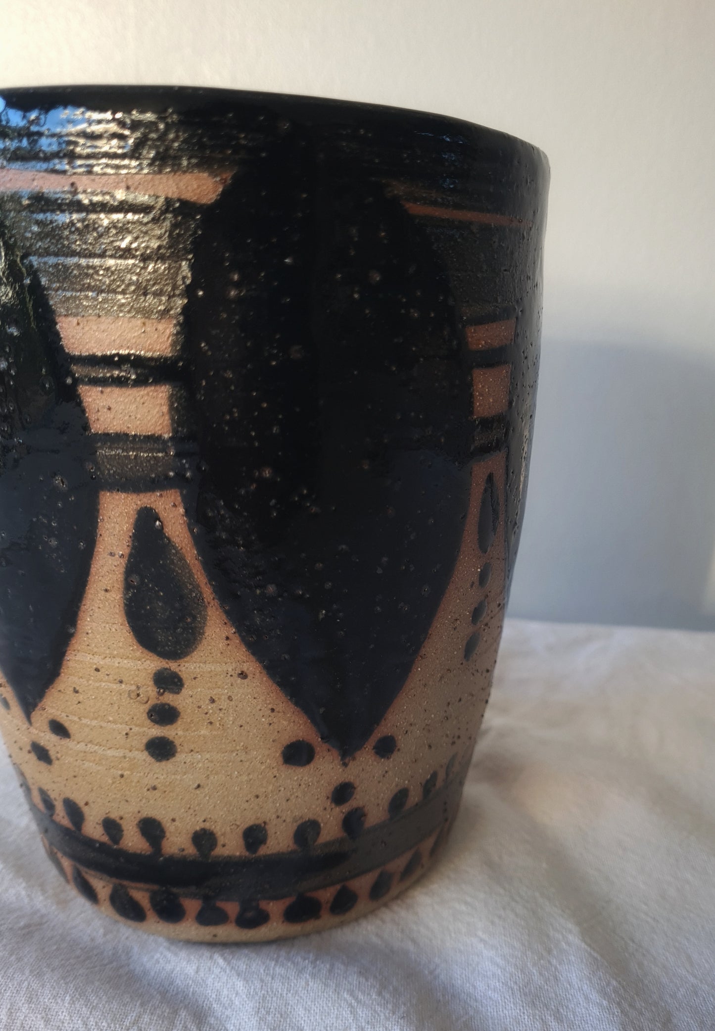 Stone and black vase