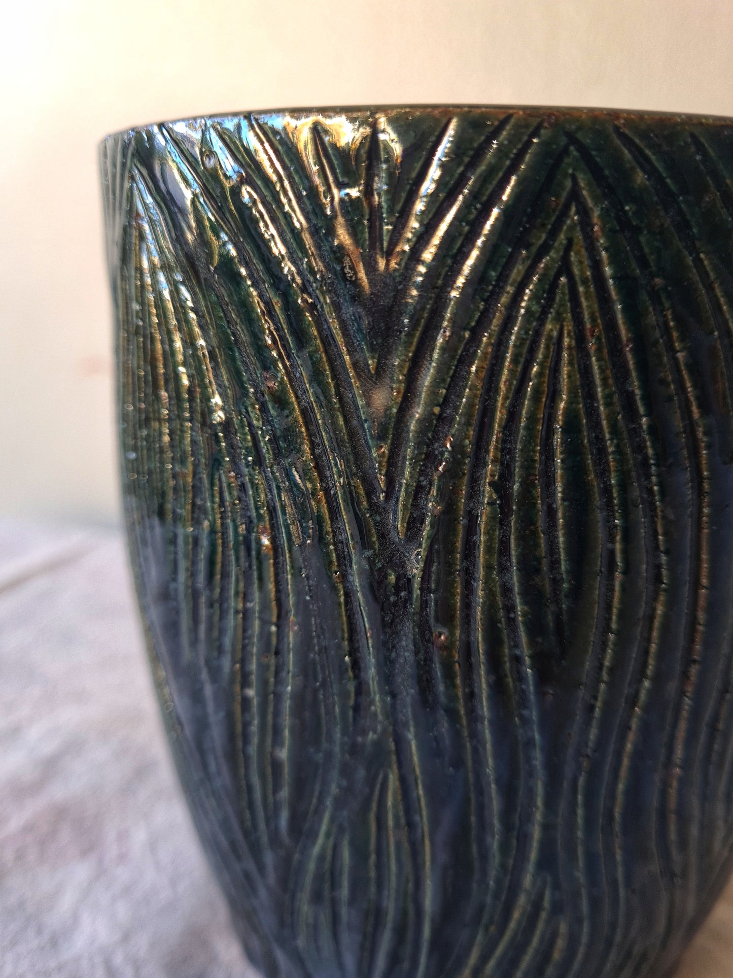 Deep carved vase